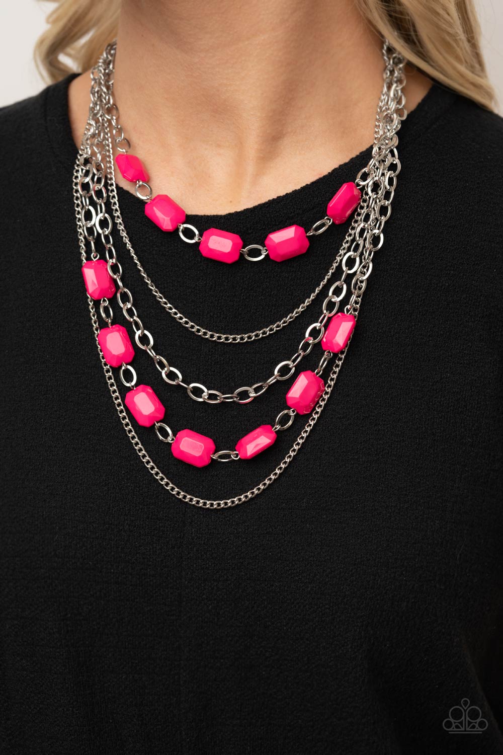 Silver and Pink Necklace