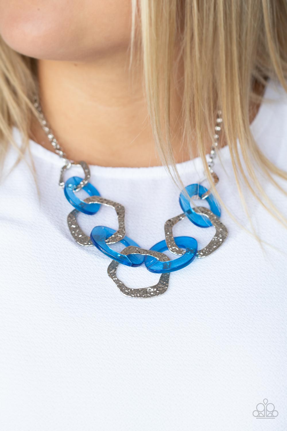 Blue and Silver Hoops Necklace