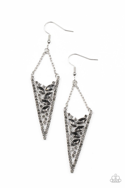 Silver Earring with Smokey Rhinestones