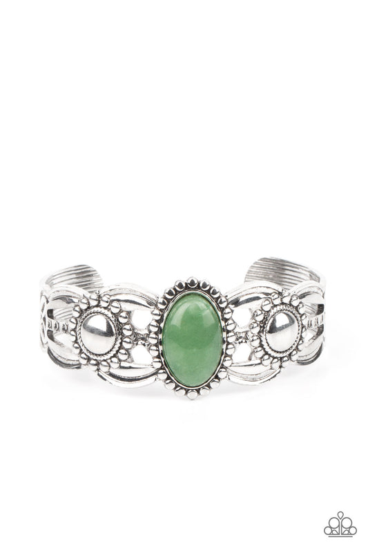 Silver Bracelet with Green Stone