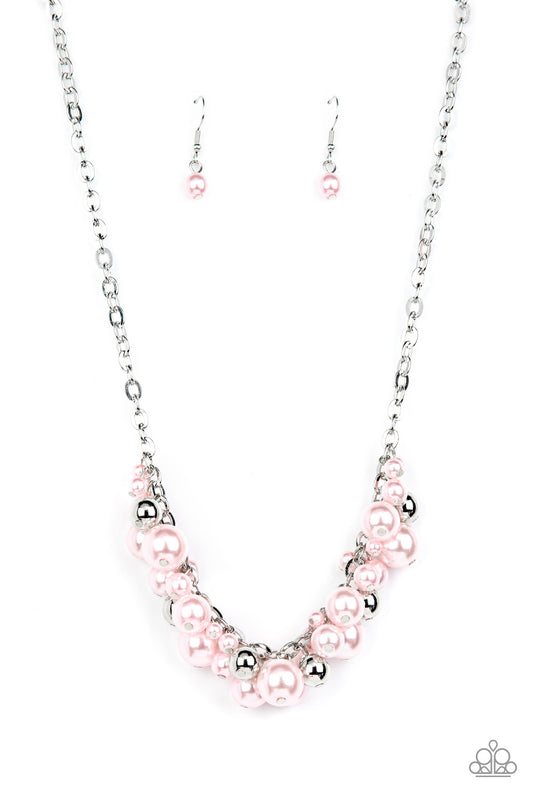 Silver Necklace with Pink and Silver Beads