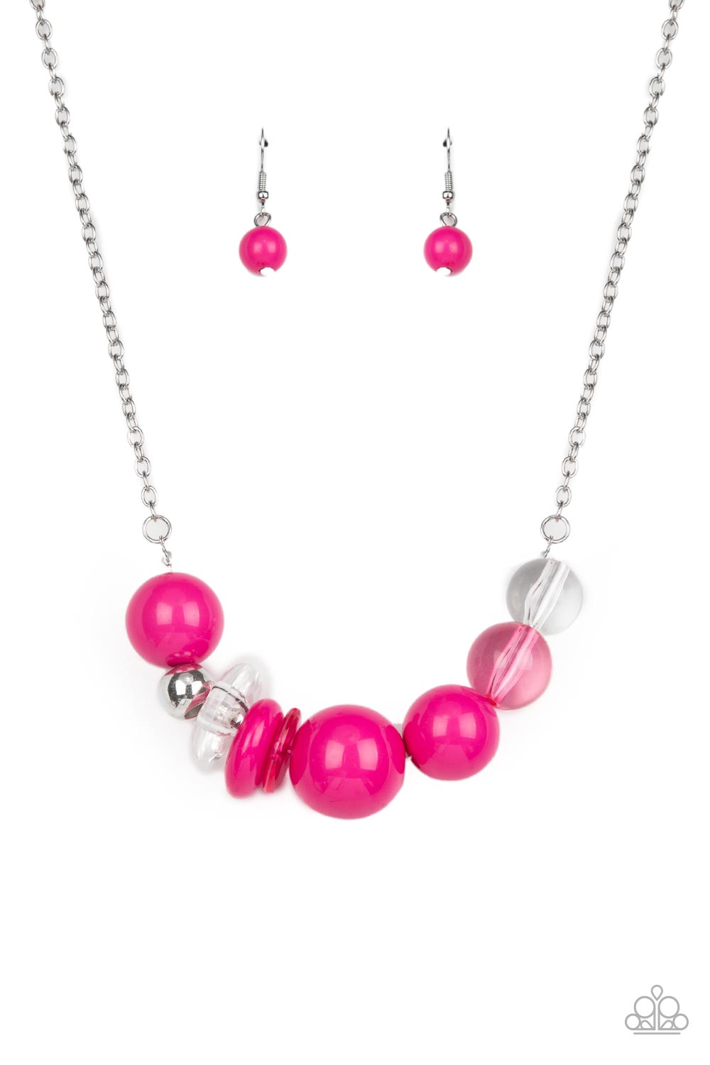 Pink and Silver Bead Necklace