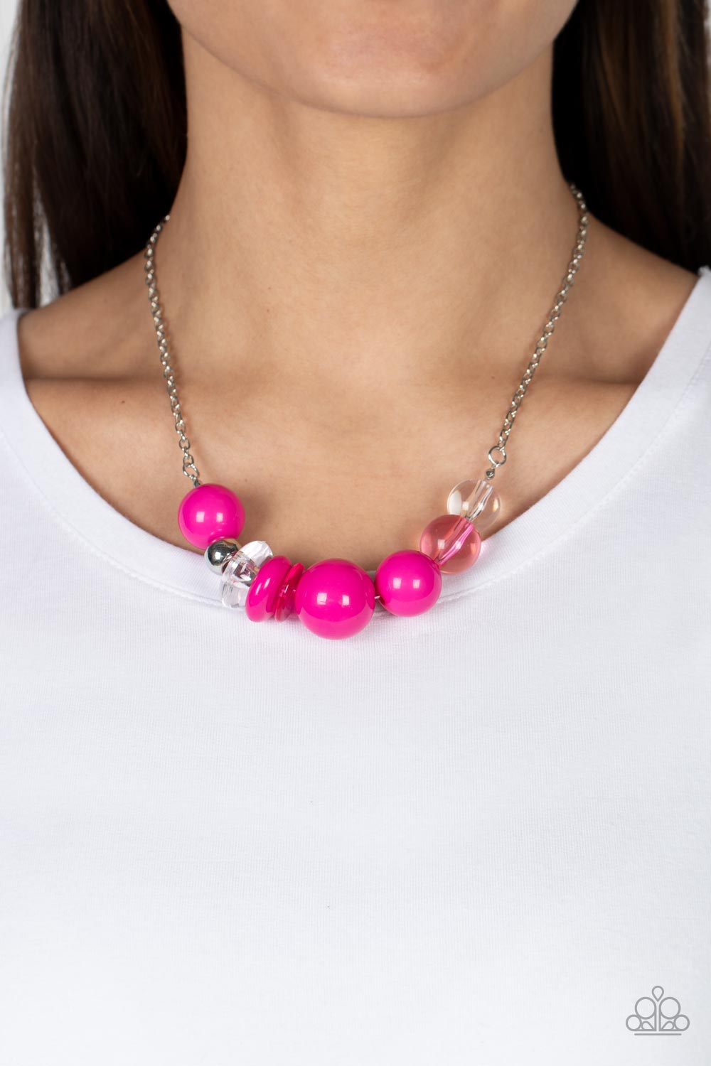 Pink and Silver Bead Necklace