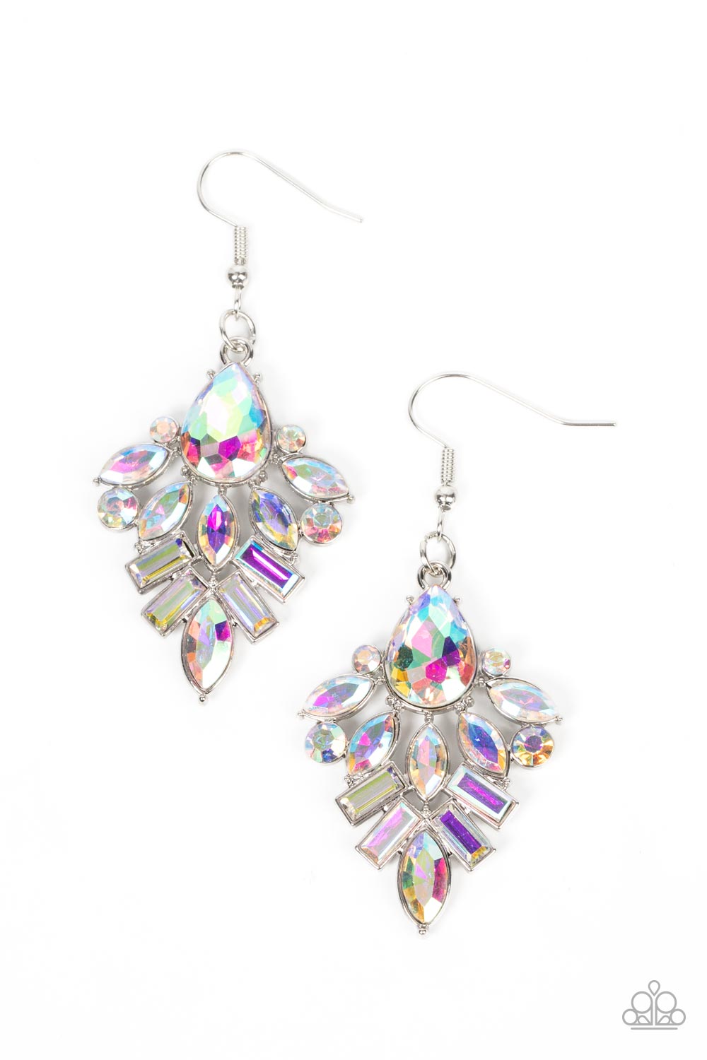 Multi colored Silver Earring