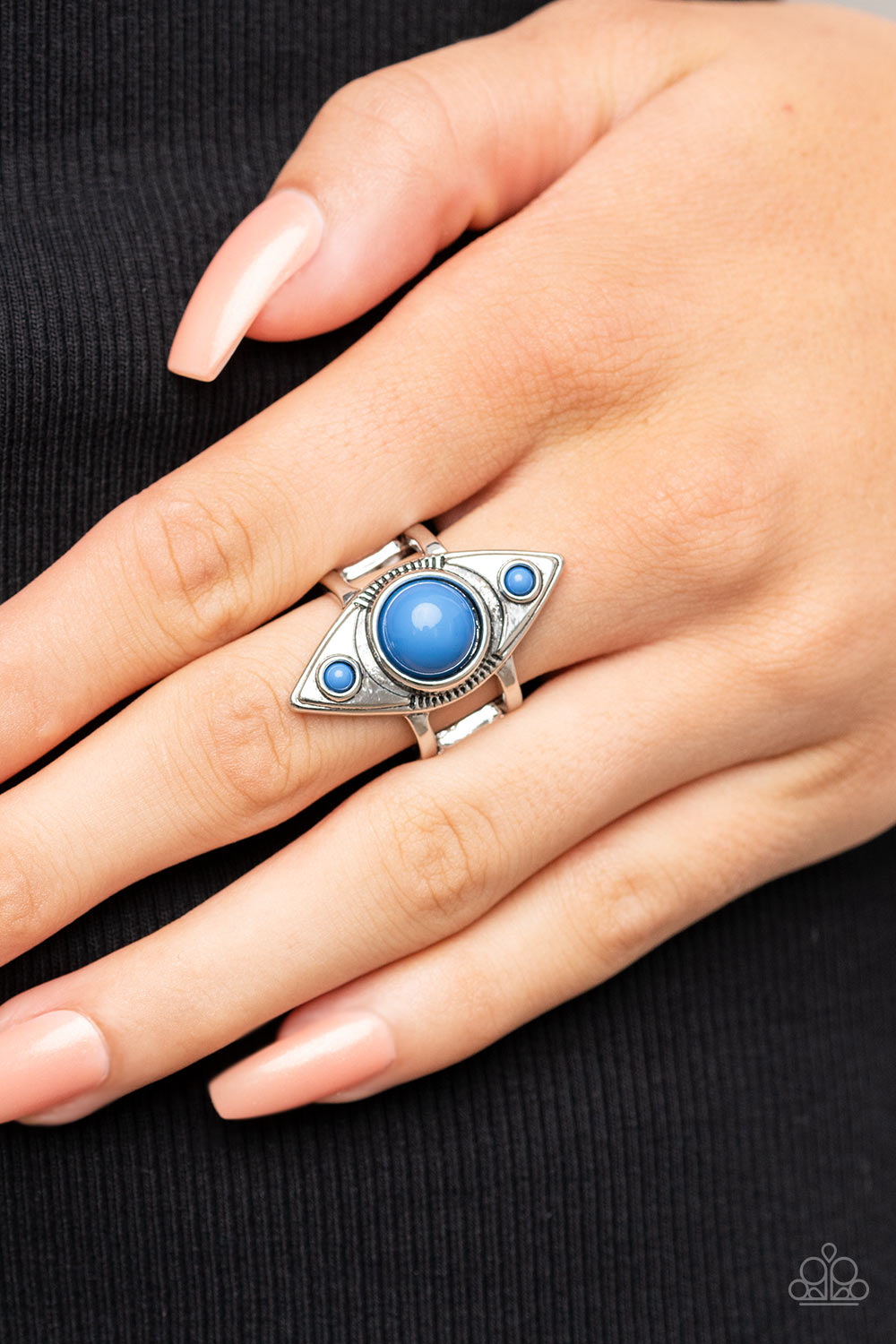 Silver Ring With Blue Stones