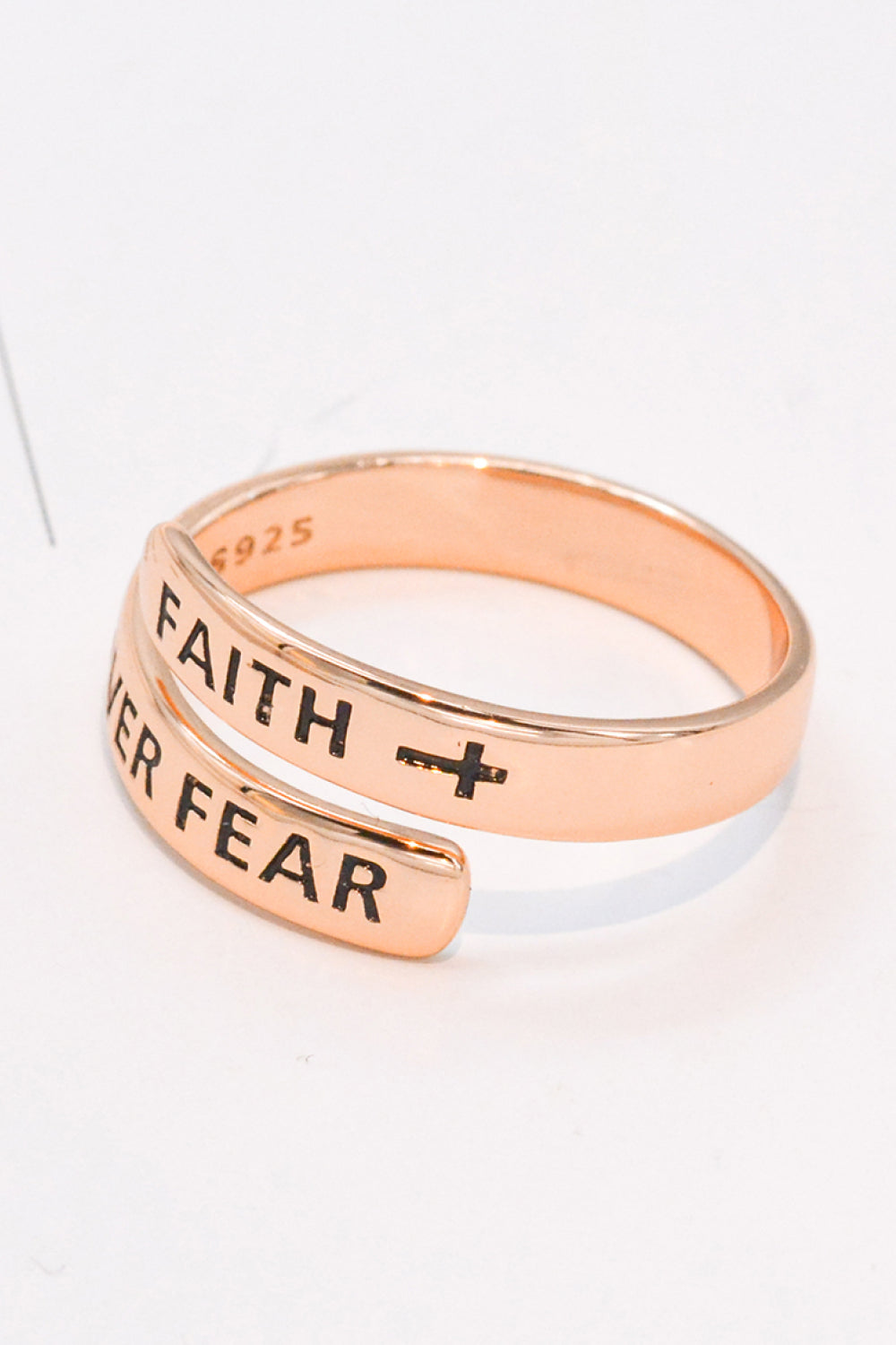 925 Sterling Silver FAITH OVER FEAR Bypass Ring